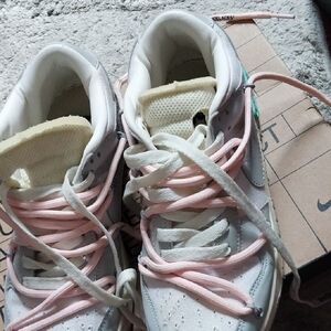 Nike Kids White Sneakers with Pink Laces